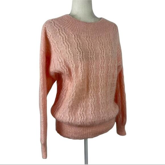 Vintage 80s Lowell & Whitney Kid Mohair Pullover Sweater Pink Size Medium - Picture 11 of 13